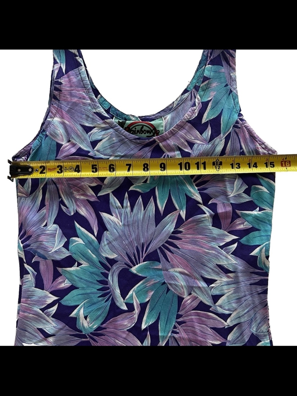 Rainbow Jo Ti Leaf Dress Womens S Knee Length Ruffle Hem Tropical Vacation Luau - Picture 7 of 8